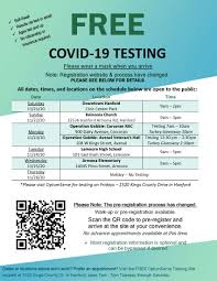 Hours of operation are 8 a.m. No Cost Coronavirus Testing City Of Lemoore