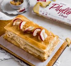 The light and crunchy phyllo dough easily bakes in mini you can easily find phyllo dough in the freezer section of the grocery store. Athens Foods Napoleon Dessert With Caramel Mascarpone Filling Athens Foods