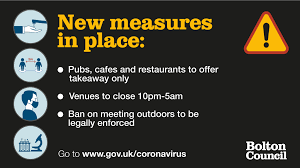 London and swathes of the south east are preparing to enter tier 3 tomorrow. Coronavirus Bolton Council