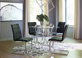 Select from round, oval, rectangular, and extension dining tables; Madanere Black Chrome Round Dining Room Sets Albert S Home Furnishings