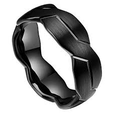 Discover our stylish men's rings at michael hill, crafted in titanium, tungsten, sterling silver, and 10ct gold, as well as diamond styles for an extra statement. 8mm Unisex Or Mens Black Tungsten Carbide Ring Brushed Infinity Knot Pattern Wedding Band Comfort Fit And High Polished Seller Savings Direct