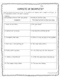 This Product Includes Two Worksheets To Practice Identifying Complete And Incomplete Sentences St Incomplete Sentences Teaching Sentences Second Grade Writing