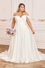 Sophia Tolli Y12028ls Esther Off The Shoulder Plus Size Bridal Dress In 2021 Plus Size Bridal Dresses Plus Wedding Dresses Sophia Tolli Wedding Dresses