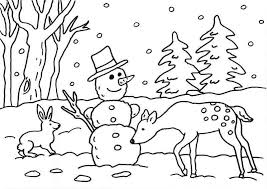 Ausmalbild Schneemänner Schneemann Im Wald Kostenlos Ausdrucken