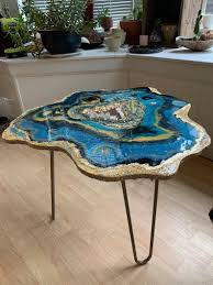 Available Ocean Geode Table Side Table Coffee Table Boho Crystal Made And Ready To Ship Resin Table Resin Table Coffee Table Geode Decor