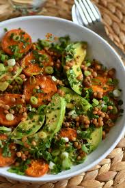 Assiette Chaude Froide De Lentilles Patate Douce Sautee Avocat Passion Gourmandise Recettes De Cuisine Salade Chaude Manger Sainement Recette