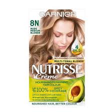 Dyeing your hair black is easy, because you don't have to worry about bleaching it first. Garnier Nutrisse 8n Nude Medium Blonde Permanent Hair Dye Cosmetify