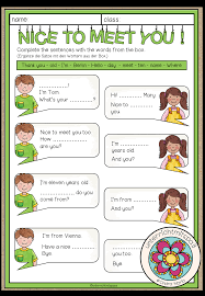 Für den eintritt in diekollegstufe.vor der übung wird die grammatik so kurz, einfach und anschaulich wie. Nice To Meet A Dialoge Worksheet English For Beginners Unterrichtsmaterial Im Fach Englisch In 2021 Englisch Nachhilfe Unterrichtsmaterial Englisch Lernen