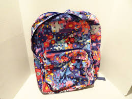Vera Bradley Bright Floral Lighten Up Backpack Nylon Purple Blue