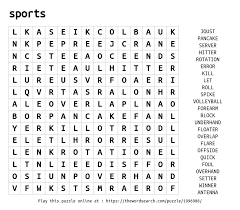 sports word search