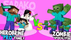 Start date may 31, 2014; Monster School Herobrine Pro Family Vs Zombie Apocalypse Strong Family Minecraft Animation