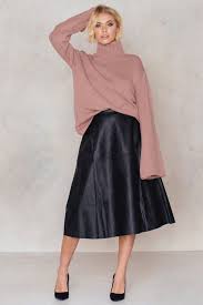Black A Line Midi Skirt Uk 19 Chic Leather Skirts That Will Get Fashion Girls Everywhere Excited For Fall Leather A Line Skirt Leather Pencil Skirt Outfit A Line Skirt Outfits