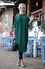 Sik Tesettur Tunik Pantolon Kombinleri Giyim Islami Giyim Mavi Moda