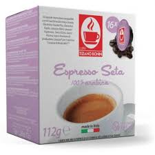Amber cream and dark colour, aroma: Capsules Caffe Bonini Seta Compatible Lavazza A Modo Mio
