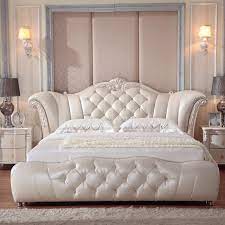 Black gloss and grey gloss finish modern style premium bedroom set durable construction quality soft close drawers set includes: Modern Bedroom Set Luxury Italian Design Tufted Royal King Size Black Genuine Leather Upholstered Bed Beds Aliexpress