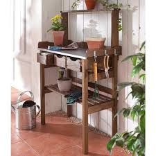 Pflanztisch Fur Garten Terrasse Balkon 3 Schubladen 3 Haken Holz Verzinkte Metall Arbeitsflache Braun Ca 78 X 38 X 112 C Pflanztisch Pflanzentisch Gartentisch