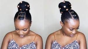 Tribal Bun With Beads African Threading Hairstyle Video Short Natural Hair Styles Natural Hair Bun Styles Natural Hair Styles Easy