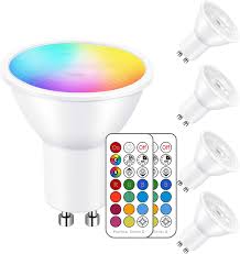 Gu10 Led Light Bulb 40 Watt Equivalent Color Changing 12 Colors 5w Dimmable Warm White 2700k Rgb Led Light Bulbs With Remote Control Pack Of 4 Amazon Com