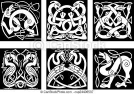 Black ink odin's raven tattoo on right sleeve. Animal And Birds In Celtic Style Dogs Wolves Storks And Herons In Celtic Ornament Style For Medieval Or Tattoo Design Canstock