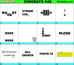 Just choose level whish you need and you can find the answer. Dingbats Quiz 49 Find The Answers To Over 700 Dingbats Words Up Games