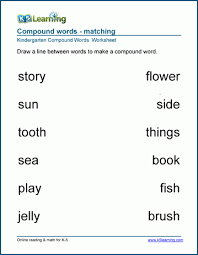 Find the picture for each word. Matching Compound Words Worksheets For Kindergarten K5 Learning