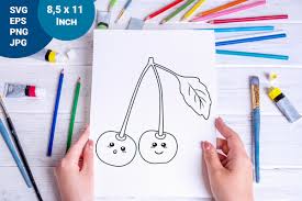 Cherries are delicious fruits with stone in the middle. Cartoon Cherry Coloring Page For Kids Graphic By Ikkilodesign Creative Fabrica