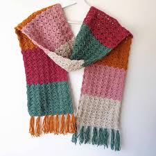 This colorful and super comfortable wrap is measure the length and width before crocheting the scarf using a 9.00mm. Crochet Color Block Scarf Easy Free Pattern Annie Design Crochet
