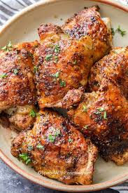 Baked Chicken Thighs Are Tender And Delicious With A Crispy Skin And Extra Juicy M Baked Chicken Thighs Crispy Baked Chicken Thighs Chicken Thigh Recipes Baked
