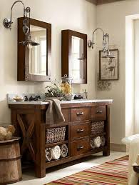 Benchwright Double Sink Console Rustic Mahogany Finish Pottery Barn Like The Use Of Ba Bathroom Vanity Decor Bathroom Vanity Remodel Wood Bathroom Vanity