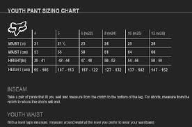 Youth Pants Size Chart Excite Motorsports