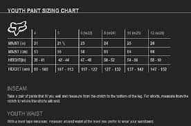 Youth Pants Size Chart Excite Motorsports