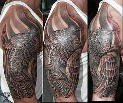 Phoenix Half Sleeve Black White Tattoos Bird Tattoo Men Shoulder Armor Tattoo