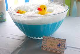 Baby Shower Ducky Punch Blue Hawiian Punch Sprite Vanilla Ice Cream Added The Ch Baby Shower Duck Baby Shower Punch Recipes Baby Shower Punch
