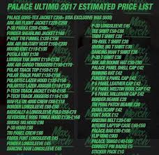 When it comes to prices, consumers are very meticulous. Palace Ultimo 2017 Estimated Price List I Saw Quite A Few People Here Asking For Price Estimations Last Time I Posted Maxmerch S List Some Of You Said It S Irrelevant Or Not Useful