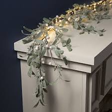 Frosted Mistletoe Garland With 100 Leds In 2021 Fairy Lights Christmas Lights Christmas Mantle