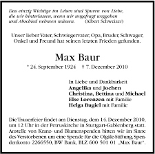 De20die 6005 0101 0004 3491 76 iban: Traueranzeigen Von Max Baur Stuttgart Gedenkt De