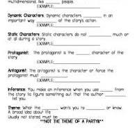 Characterization, theme, and inference fill-in the blank notes
