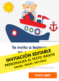 9 Invitaciones De Marinero Gratis Para Cumpleanos O Baby Shower De Nino Invitaciones Editables Gratis
