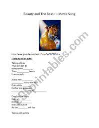 The recommended time to play this music sheet is 01:58, as verified by virtual piano legend, mark chaimbers. Tale As Old As Time Fill In The Blanks Lyrics Beauty And The Beast Song Esl Worksheet By Araceliorona