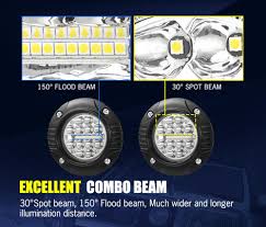 1 pair flush mount led fog back up day time running lights universal free ship. 2x 5inch Cree Flush Mount Led Work Light Bar Combo Reverse Round Fog