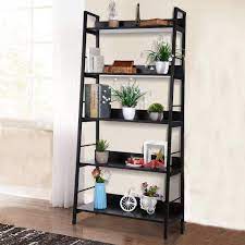 The ladder can be reused as a shelf too; Amazon Com Himimi Industrial Ladder Shelf 5 Tier Bookshelf Storage Rack Shelves Bathroom Living Room Wood Look Particle Board Furniture Metal Frame Classic Black Kitchen Dining