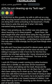 I am currently using chore checklist, but. Is He The A Hole Man Asks Wife To Clean Butt Rags From Shower