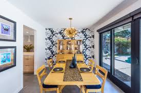Cheap dining room sets price list. Large Floral Wallpaper Accent Wall Dining Room Midcentury Sacramento By Mak Design Build Inc Houzz