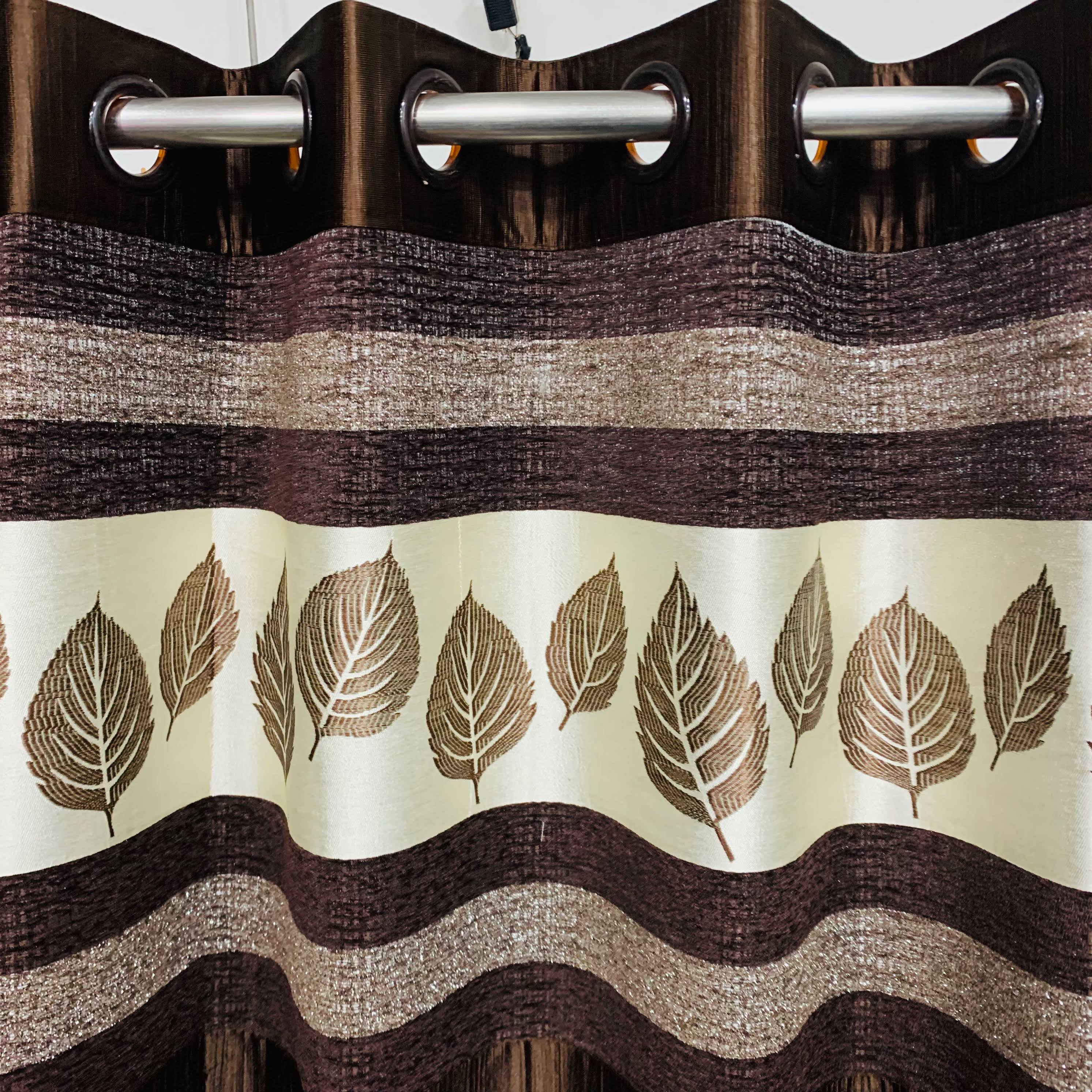 Brown leaf patch curtain product image