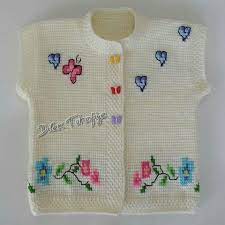 Tunus Yelek Orgu Susleme Cicek Kalp Baby Knitting Patterns Krose Orgu