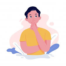 concept illustration of a young man with a thinking pose by placing a finger on the chin vector illustration character illustration character design illustration design