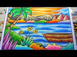 120 sketsa gambar pemandangan alam bagus dan berwarna 2 sketsa gambar pemandangan alam berwarna nah untuk sketsa gambar pemandangan alam berwarna ini kalian dapat menggunakan media warna seperti pensil warna atau crayon 3 sketsa gambar pemandangan. Cara Menggambar Dan Mewarnai Gradasi Pemandangan Alam Gunung Dan Pantai Yang Mudah Youtube Menggambar Kreatif Ilustrasi Cara Menggambar