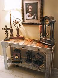 Handmade Trendy Sofa Entry Table Made From Reclaimed Pallets Join The Pallet Furniture Trend Rustic Furniture Design Furniture Projects Rustic Furniture
