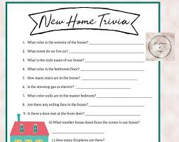 Read on for some hilarious trivia questions that will make your brain and your funny bone work overtime. House Warming Party Trivia Game House Trivia New Home Etsy Housewarming Party Home Party Games Housewarming Party Games