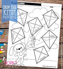 Free printable kite coloring pages for kids. Color The Kites Printable Worksheet Dorky Doodles